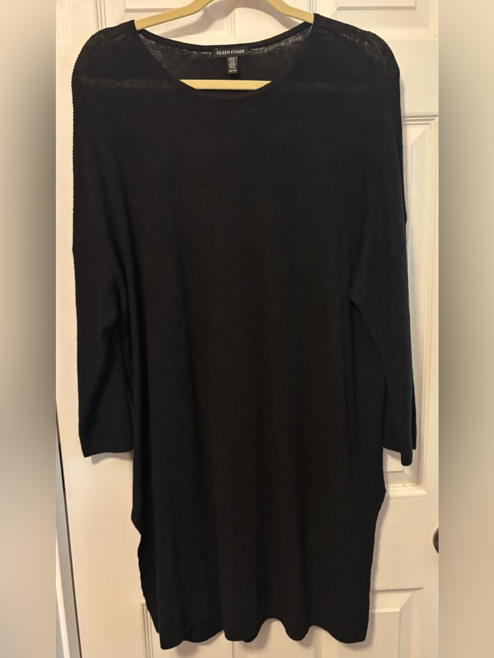 Women's Black Linen Blend Tunic Top
